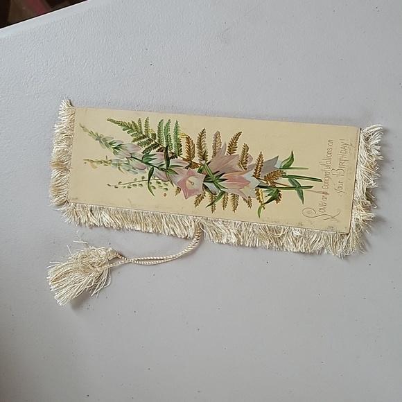 Antique Chromolithograph L. Prang & Co. 1880 Silk Fringe Birthday Card - Picture 4 of 11